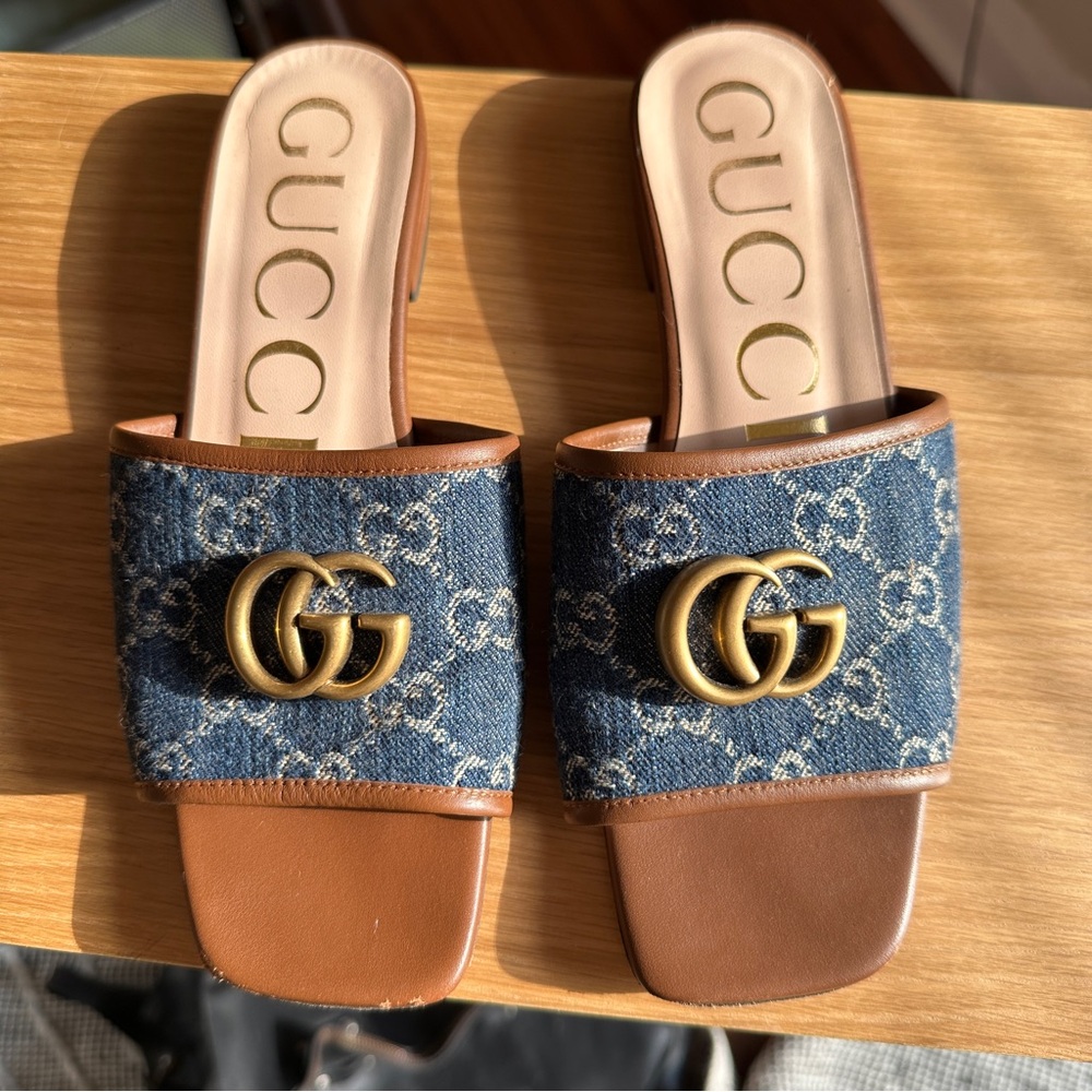 Gucci GG Denim Jolie Slide Sandals